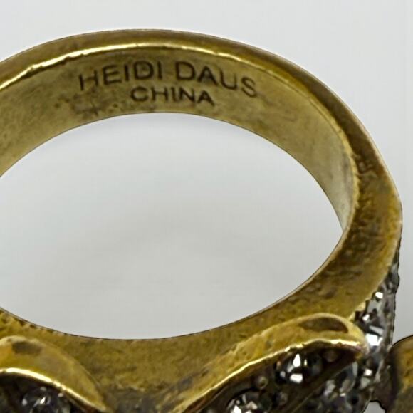 Heidi Daus Ring Sublime Star Size 7 Signed Faux Black Pearl Swarovski Crystal - Picture 3 of 7